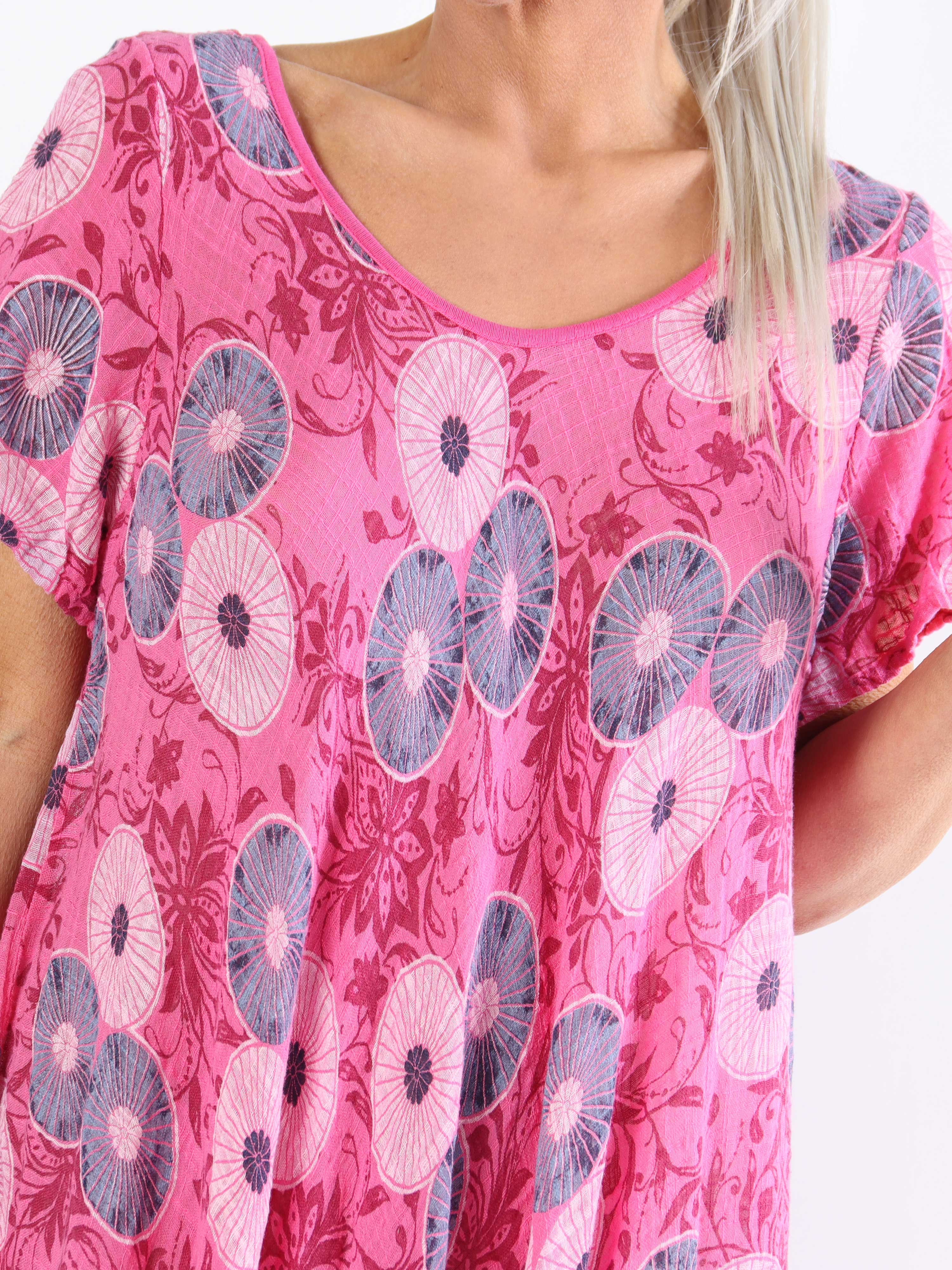 Delphine - Bomuldskjole i plussize med motiv